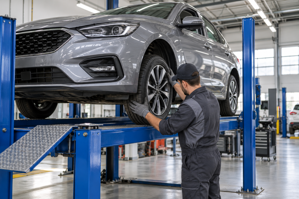 Осмотр ступичного подшипника корейского автомобиля в автосервисе